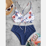 swimsuit woman 2023 Flower Piece Sets Prints Swimsuit Bikini Women Two Beachwear Tankinis Set Swimwears maillot de bain femme