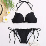 Women Bikinis Push Up Swimsuit Woman Two Piece Black Swimwear Sexy Summer Beach Bandage Bathing Suit Maillot De Bain Biquini