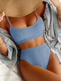 Sexy High Waist Bikinis Swimwear Women Textured Swimsuit Woman 2023 biquinis Summer Beachwear Solid Bathing Suits