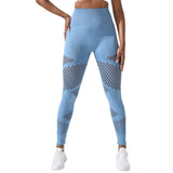 New Women Mesh Yoga Leggings Sport Seamless Leggings Fitness Workout Tights Scrunch Hollow Out Leggings Woman Mesh Booty Tights