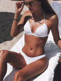 2023 Halter Bra Cup Bikini Sexy Swimsuit Female White Swimwear Women Push up Bikini set Brazilian Bathing Suit Bandeau Swim suit