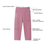 Sheecute Girls High Waist 4-Way Stretch Yoga Calf Length Leggings With Pockets Kids Athletic Workout Running Pants GYM1539